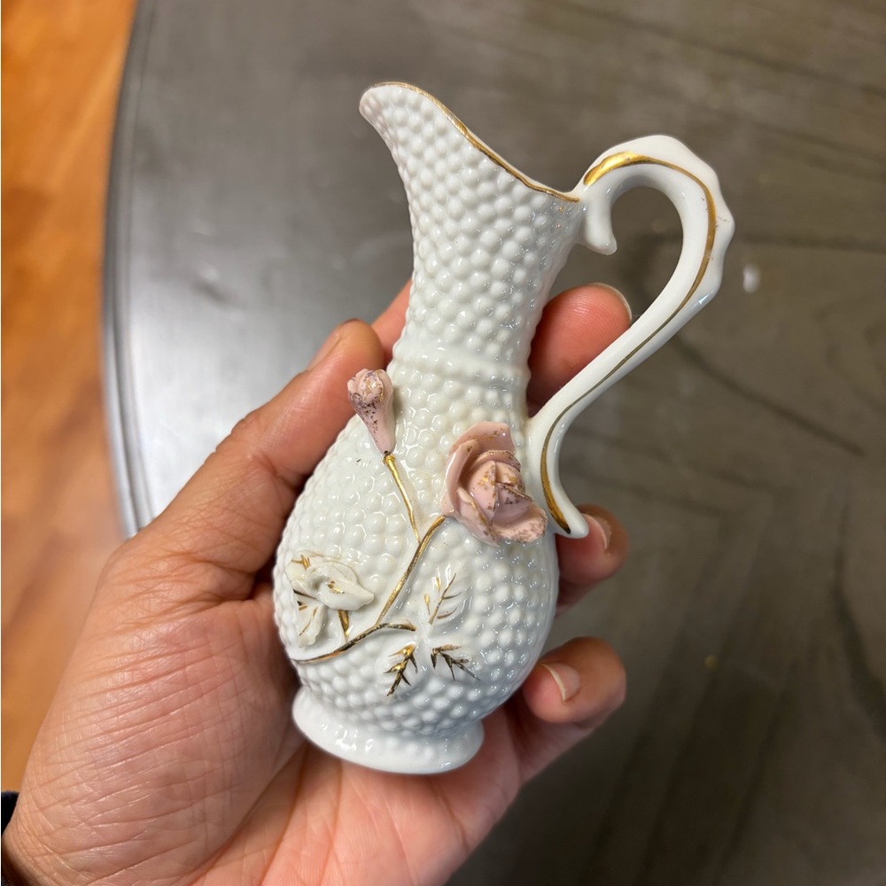 Elegant White and Pink Ceramic Vase